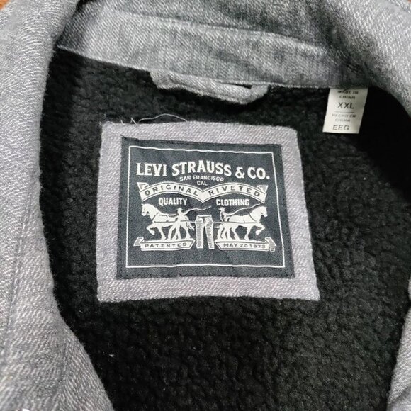 Levi Strauss & Co. Gray Sherpa Lined Zipper Snap Front Soft Shacket Men's XXL - Picture 8 of 14
